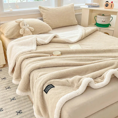 Fleece Blanket Double-Layer Sheepskin Warmth