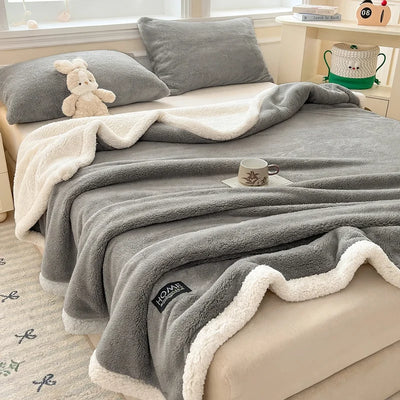 Fleece Blanket Double-Layer Sheepskin Warmth