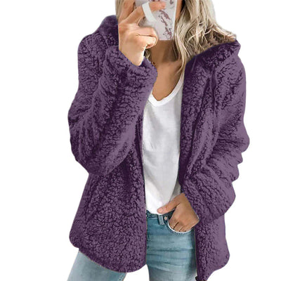 Fleece Coat Teddy Texture Full-Zip Side Pockets