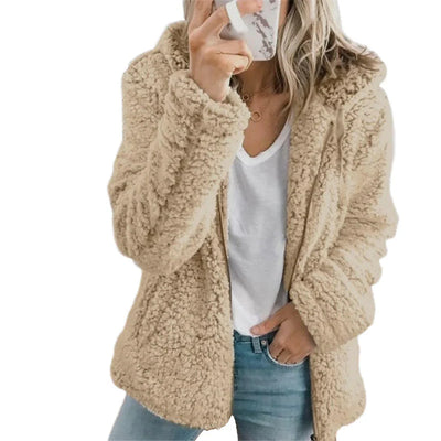 Fleece Coat Teddy Texture Full-Zip Side Pockets