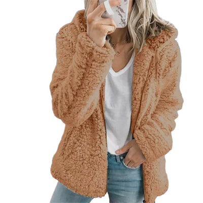 Fleece Coat Teddy Texture Full-Zip Side Pockets