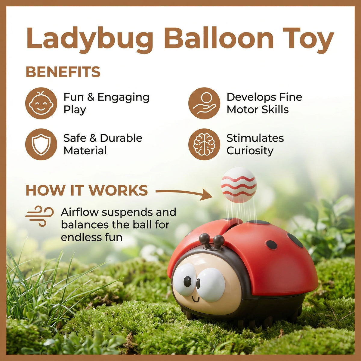 Floating Balloon Toy Ladybug Battery-Powered One-Button