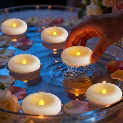 Floating LED Tea Candles Water-Activated Set of 12