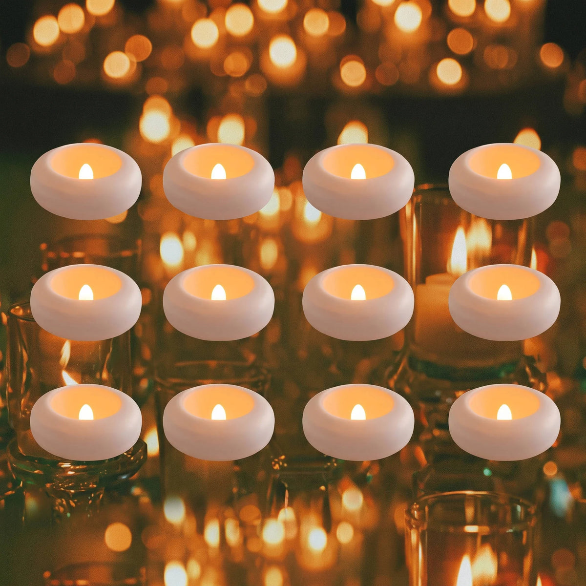 Floating LED Tea Candles Water-Activated Set of 12