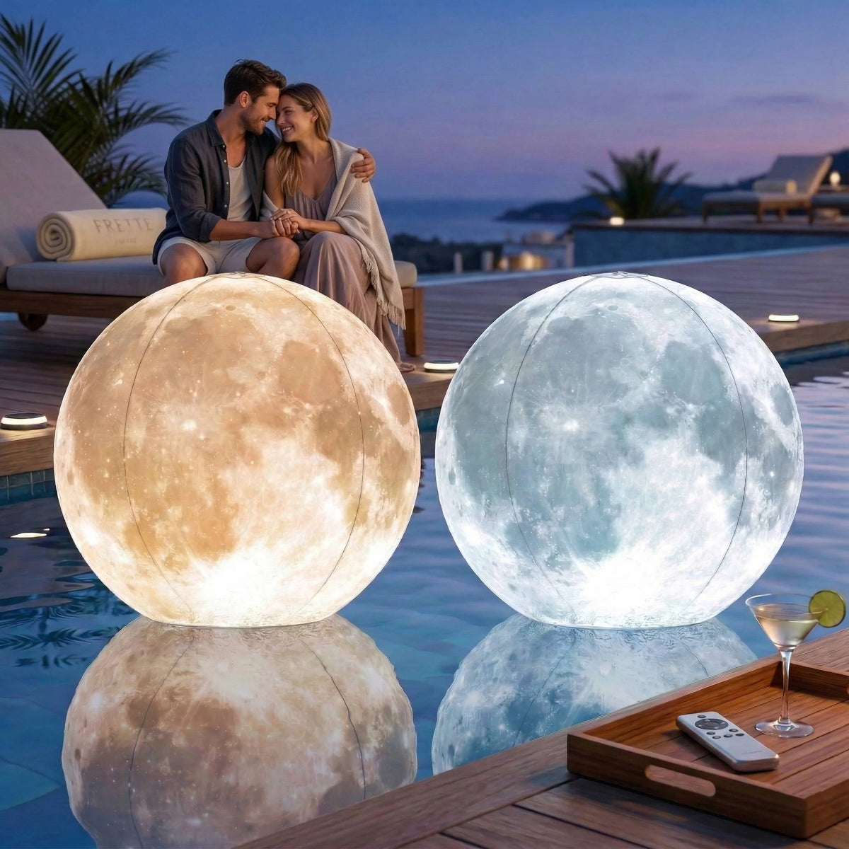 Floating Pool Light 14 Inch Full Moon Solar-Powered
