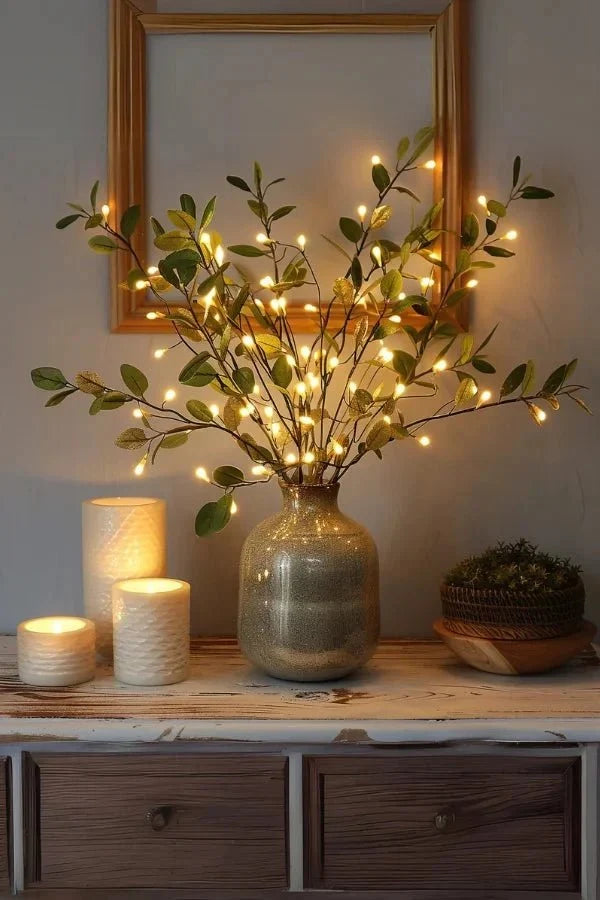 Floral Branch Lights Battery-Powered LED Set of 3