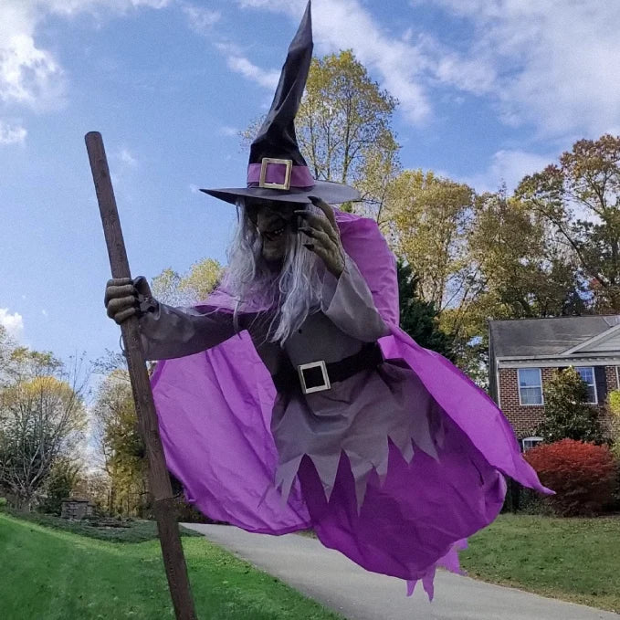 Flying Witch Yard Decoration Wind-Activated 6-Foot Tall