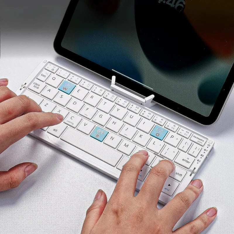 Foldable Keyboard Bluetooth Magnetic Stand Rechargeable Battery