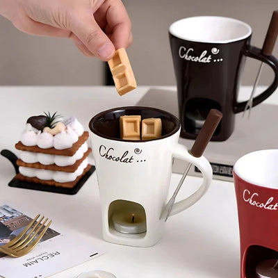 Fondue Set Tea-Light Heated Ceramic Set of 2