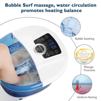Foot Spa Massager Heated Bubbles & Rollers Adjustable Temp