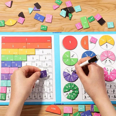 Fraction Game Magnetic Pieces Foldable Dry-Erase Board