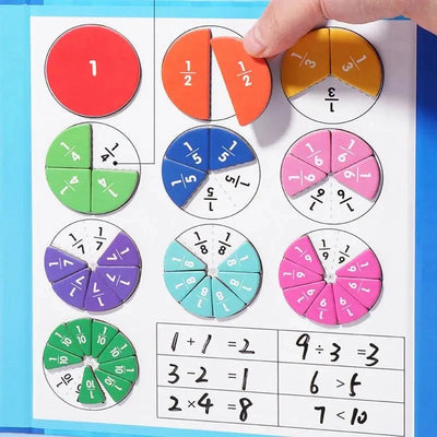 Fraction Game Magnetic Pieces Foldable Dry-Erase Board