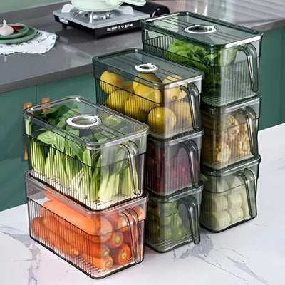 Fridge Storage Box Clear Walls & Ventilated Lid Stackable