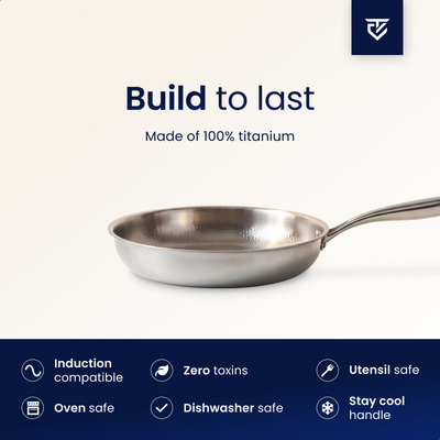 Frying Pan Uncoated Titanium PFAS-Free Oven-Safe up to 750°F