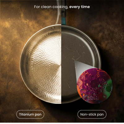 Frying Pan Uncoated Titanium PFAS-Free Oven-Safe up to 750°F