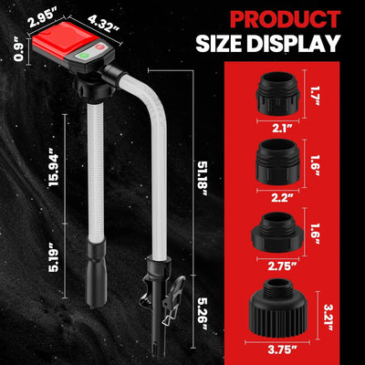 Fuel Transfer Pump Automatic Shutoff Battery-Powered With 4 Adapters