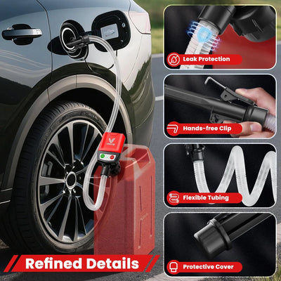 Fuel Transfer Pump Automatic Shutoff Battery-Powered With 4 Adapters