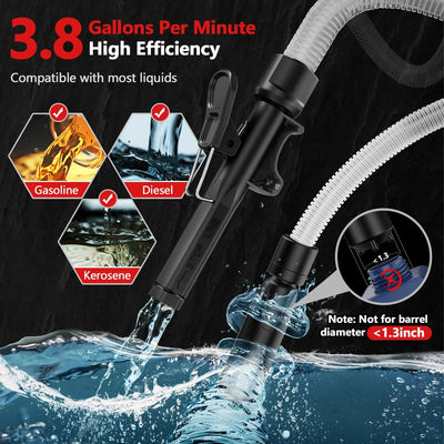 Fuel Transfer Pump Automatic Shutoff Battery-Powered With 4 Adapters