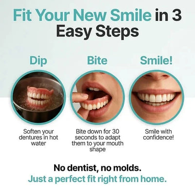 Full Arch Denture Set Flexible Cushion Grip Upper and Lower