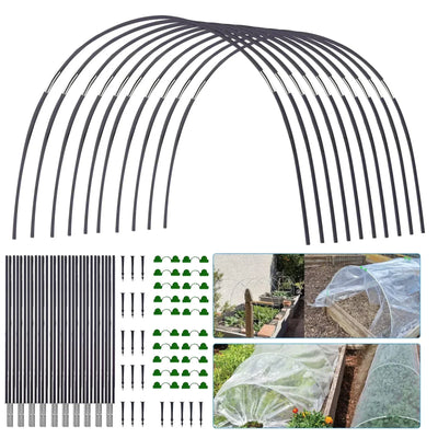 Garden Hoop Set Fiberglass Weatherproof Galvanized Steel Connectors