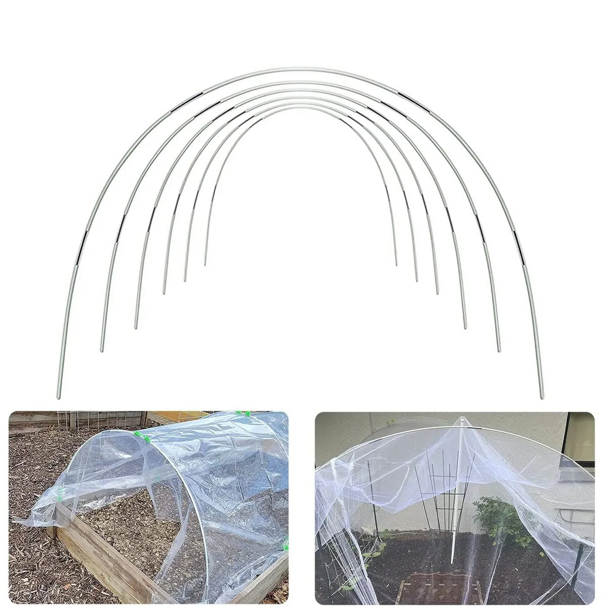 Garden Hoop Set Fiberglass Weatherproof Galvanized Steel Connectors