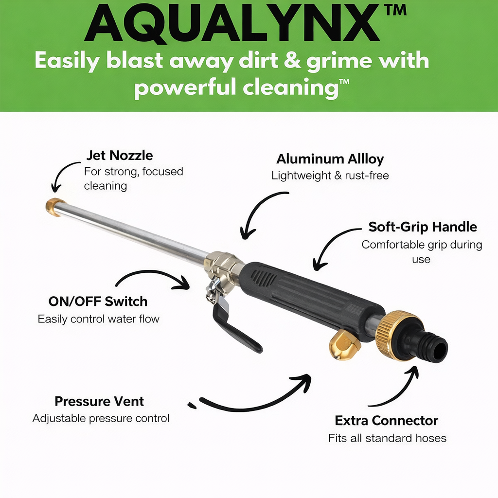 Garden Hose Nozzle Adjustable Spray Pressure Powered