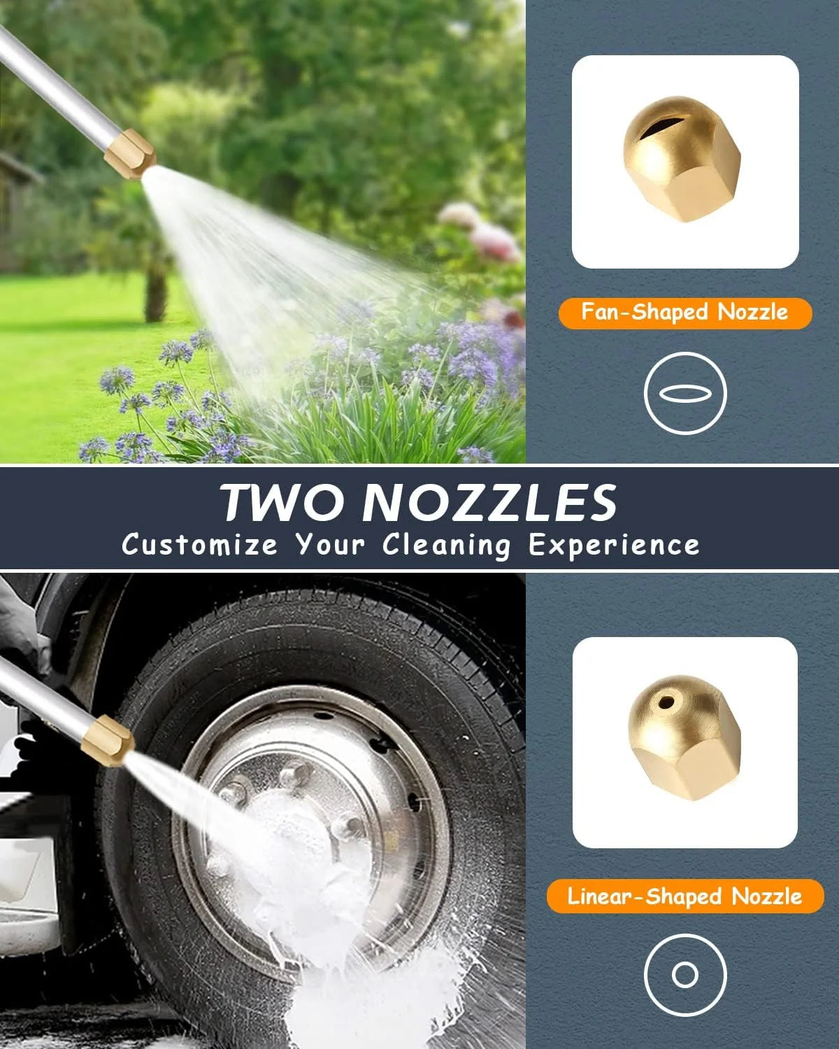 Garden Hose Nozzle Dual Spray Brass Ball Valve