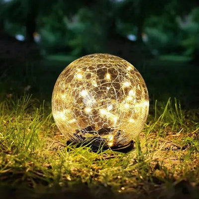 Garden Lights Solar Dusk-to-Dawn Cracked Glass