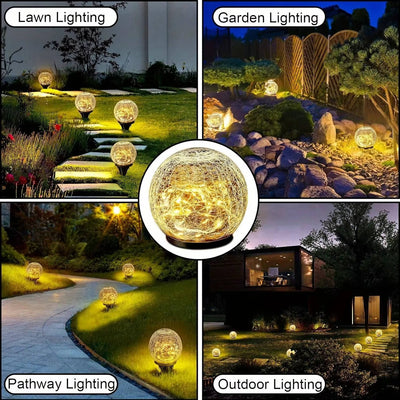 Garden Lights Solar Dusk-to-Dawn Cracked Glass