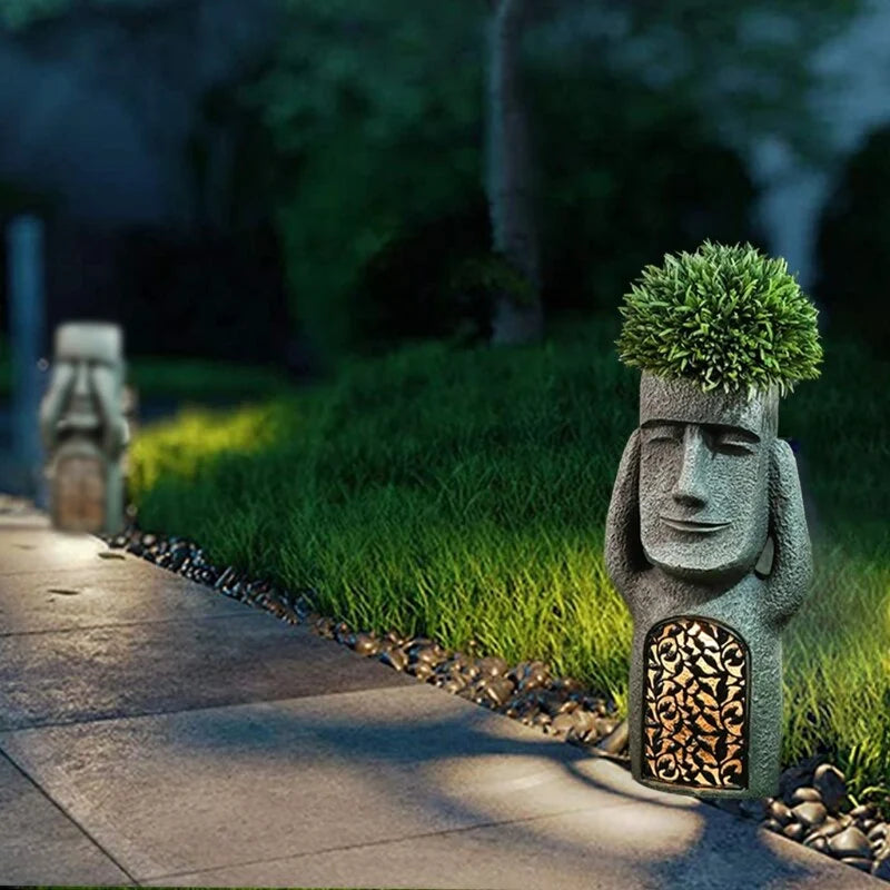 Garden Planter Dual-Function LED Base Weatherproof Resin
