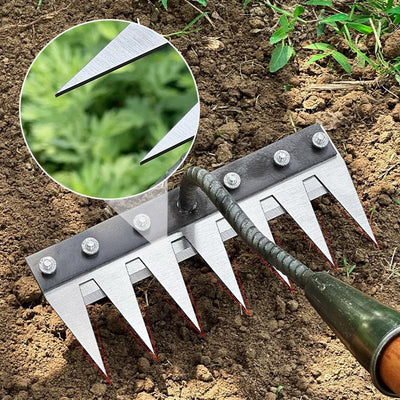 Garden Rake Head Carbon Steel Tines Interchangeable Mount