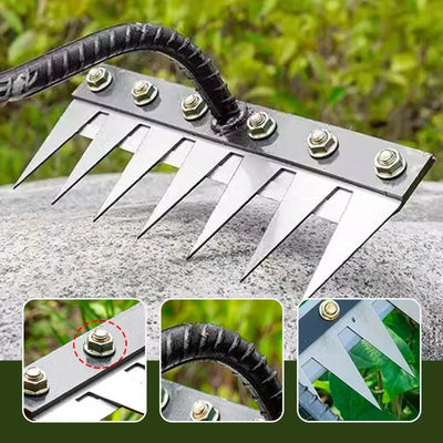 Garden Rake Head Carbon Steel Tines Interchangeable Mount