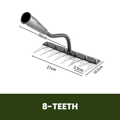 Garden Rake Head Carbon Steel Tines Interchangeable Mount