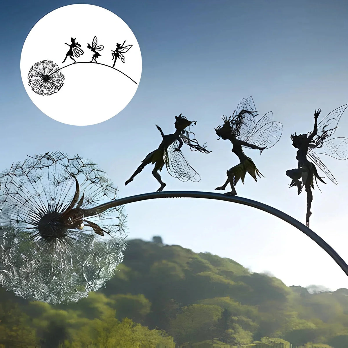 Garden Sculpture Fairy Silhouette Weather-Resistant Indoor & Outdoor Decor