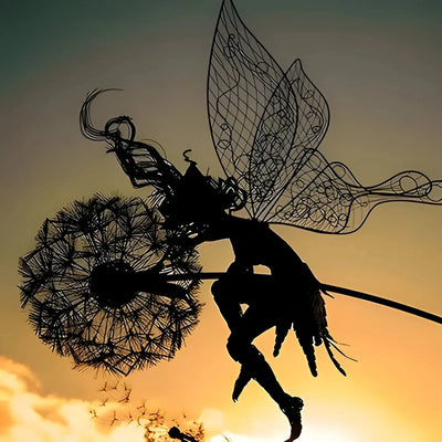 Garden Sculpture Fairy Silhouette Weather-Resistant Indoor & Outdoor Decor