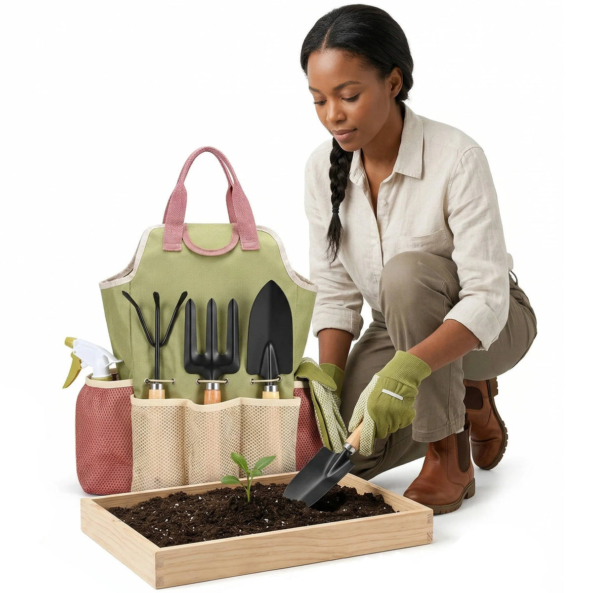 Garden Tool Kit 10-Piece Rust-Resistant Steel Ergonomic Handles