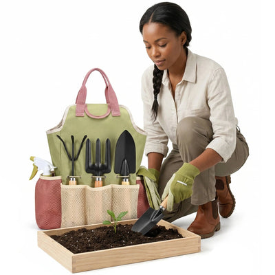 Garden Tool Kit 10-Piece Rust-Resistant Steel Ergonomic Handles