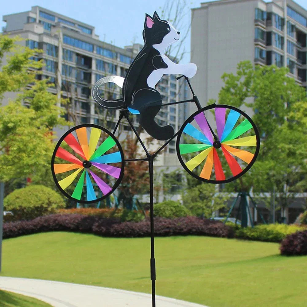 Garden Windmill Stake Hand-Painted Spinning Wheels Weatherproof
