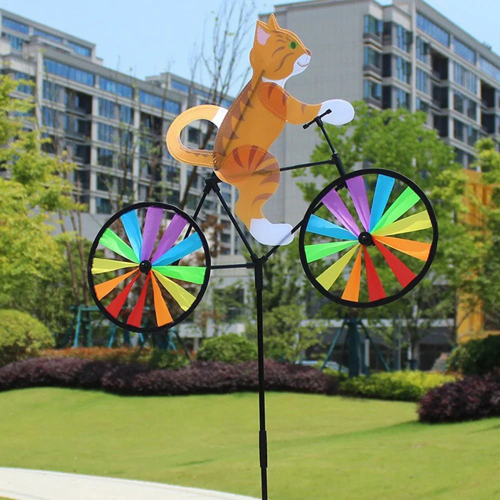 Garden Windmill Stake Hand-Painted Spinning Wheels Weatherproof