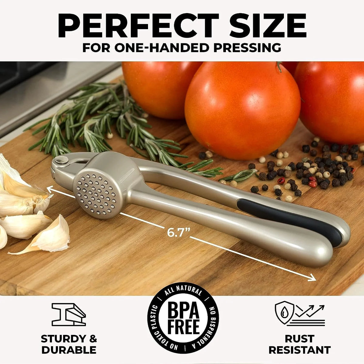 Garlic Press Peel-Free One-Handed Dishwasher-Safe