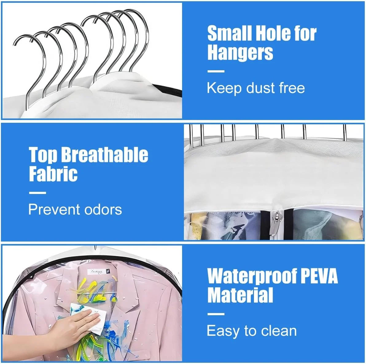 Garment Storage Cover Waterproof PEVA Clear Front Panel