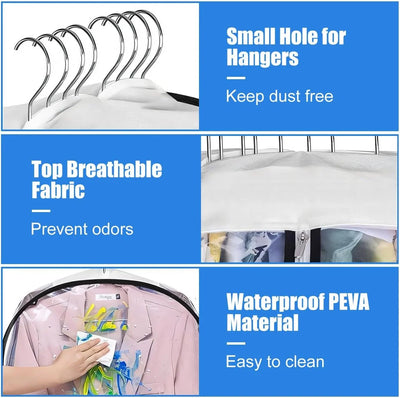 Garment Storage Cover Waterproof PEVA Clear Front Panel