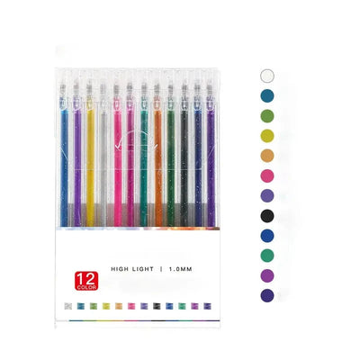 Gel Pen Set Glitter Fine Tip & Smear-Proof