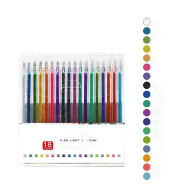 Gel Pen Set Glitter Fine Tip & Smear-Proof