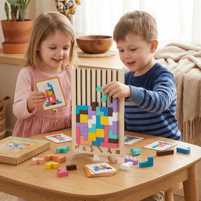 Geometric Shape Puzzle Natural Wood Precision Fit
