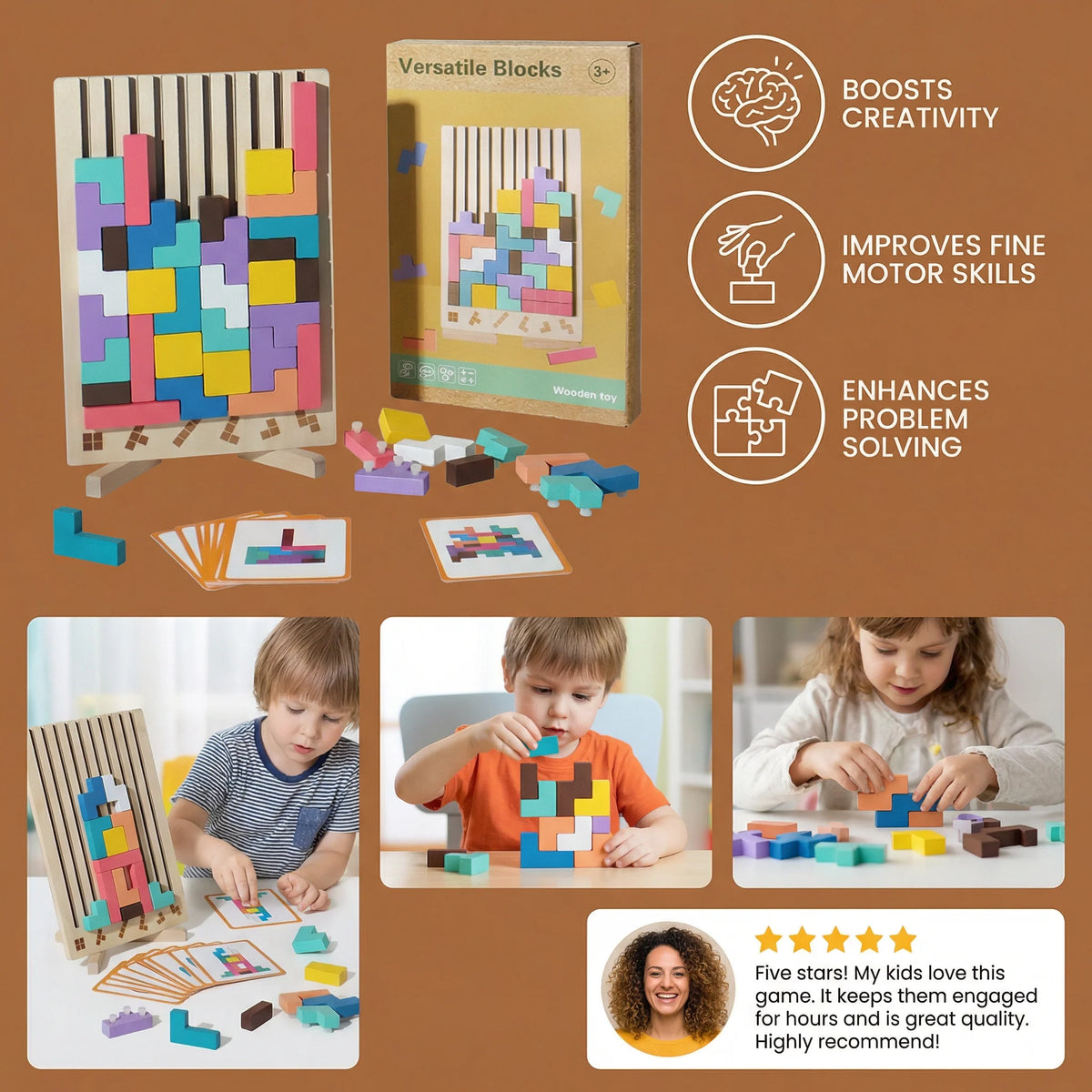 Geometric Shape Puzzle Natural Wood Precision Fit
