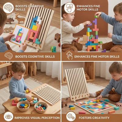 Geometric Shape Puzzle Natural Wood Precision Fit