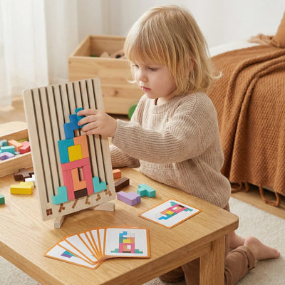 Geometric Shape Puzzle Natural Wood Precision Fit