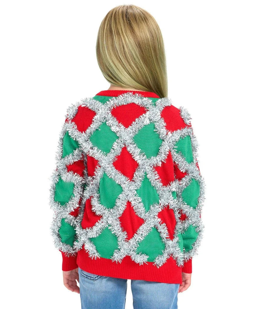 Girls Sweater Woven Tinsel Trim Soft Acrylic Knit