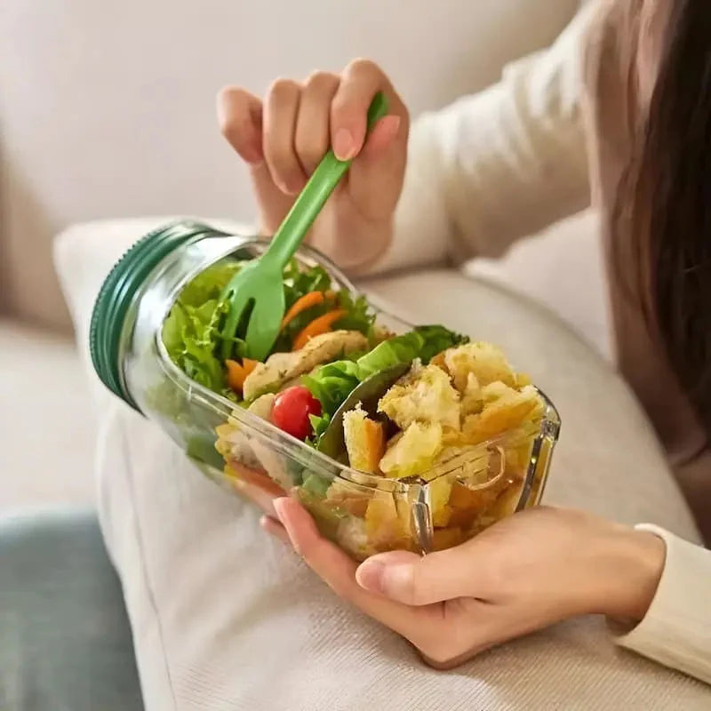 Glass Salad Container Airtight Screw Cap & Side Opening